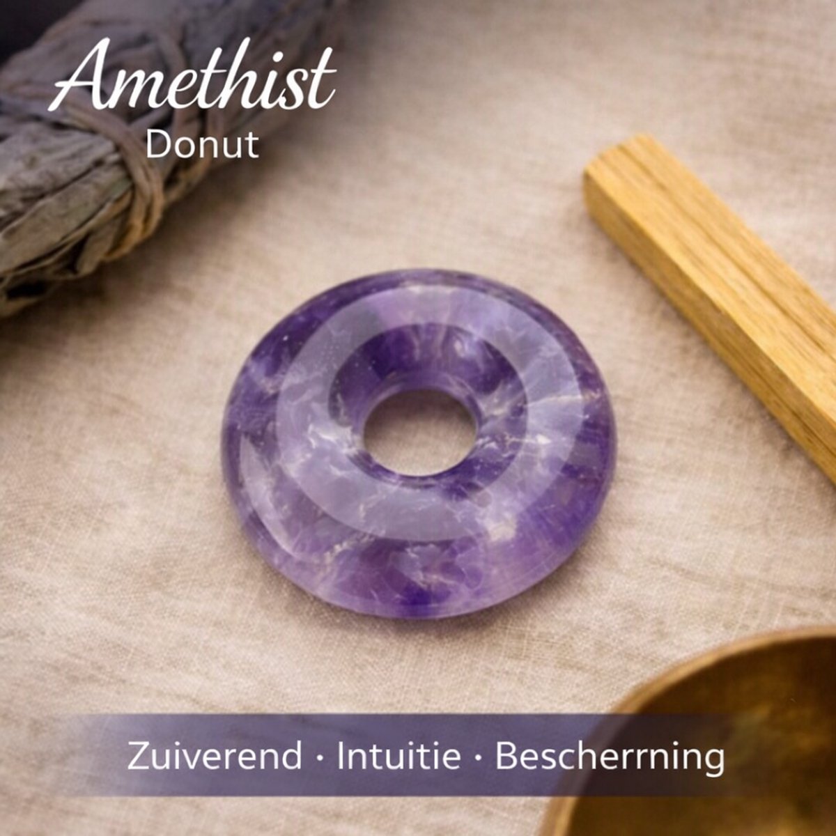 S4H - Gepolijste Donutvormige Amethist Edelsteen 30 mm
