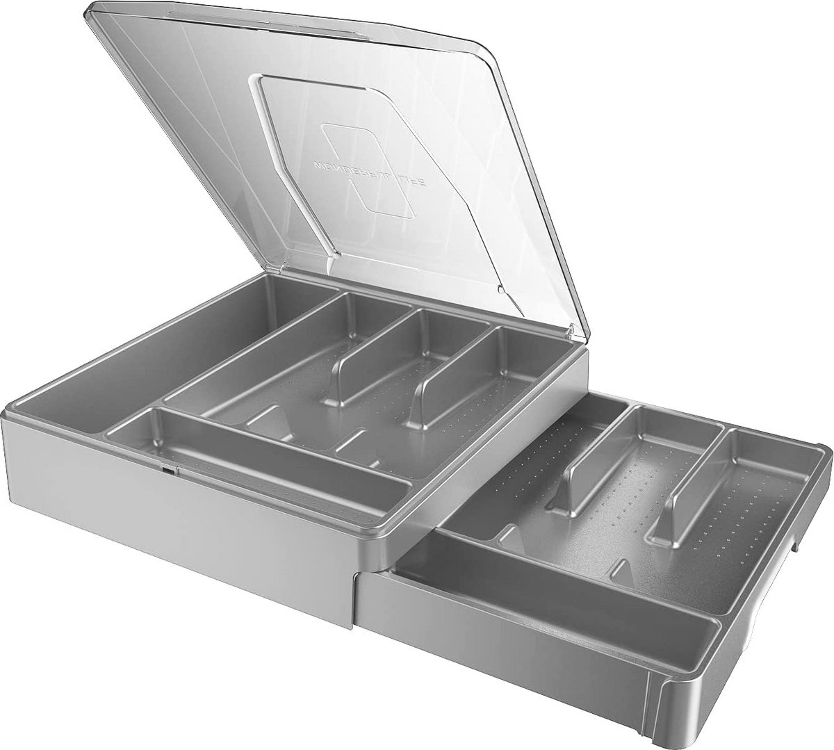 Dubbel Laags Bestek Organizer met Deksel voor Keuken - Bestekhouder met 9 Compartimenten