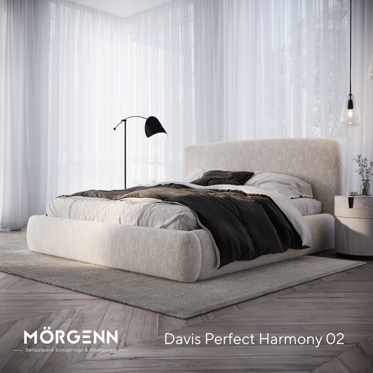 Mörgenn Bed Dune - Luxe Bedframe met Opbergruimte 37 cm - Beige (Perfect Harmony 02) - 180x200 cm - Zonder Matras