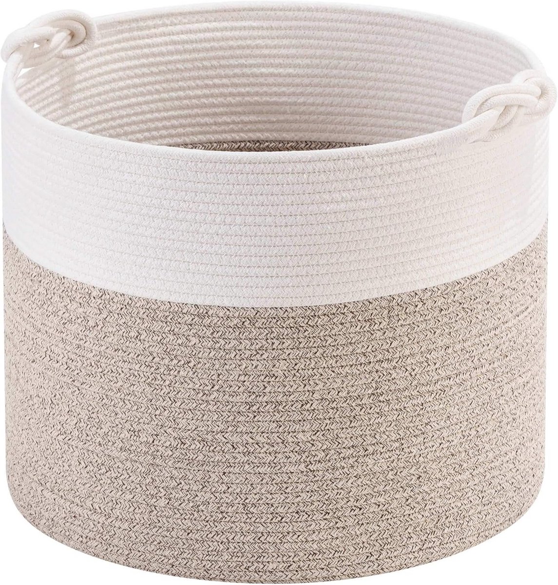 Grote Geweven Katoenen Touw Mand - Wasmand, Speelgoedmand of Dekenkist - 38x36 cm