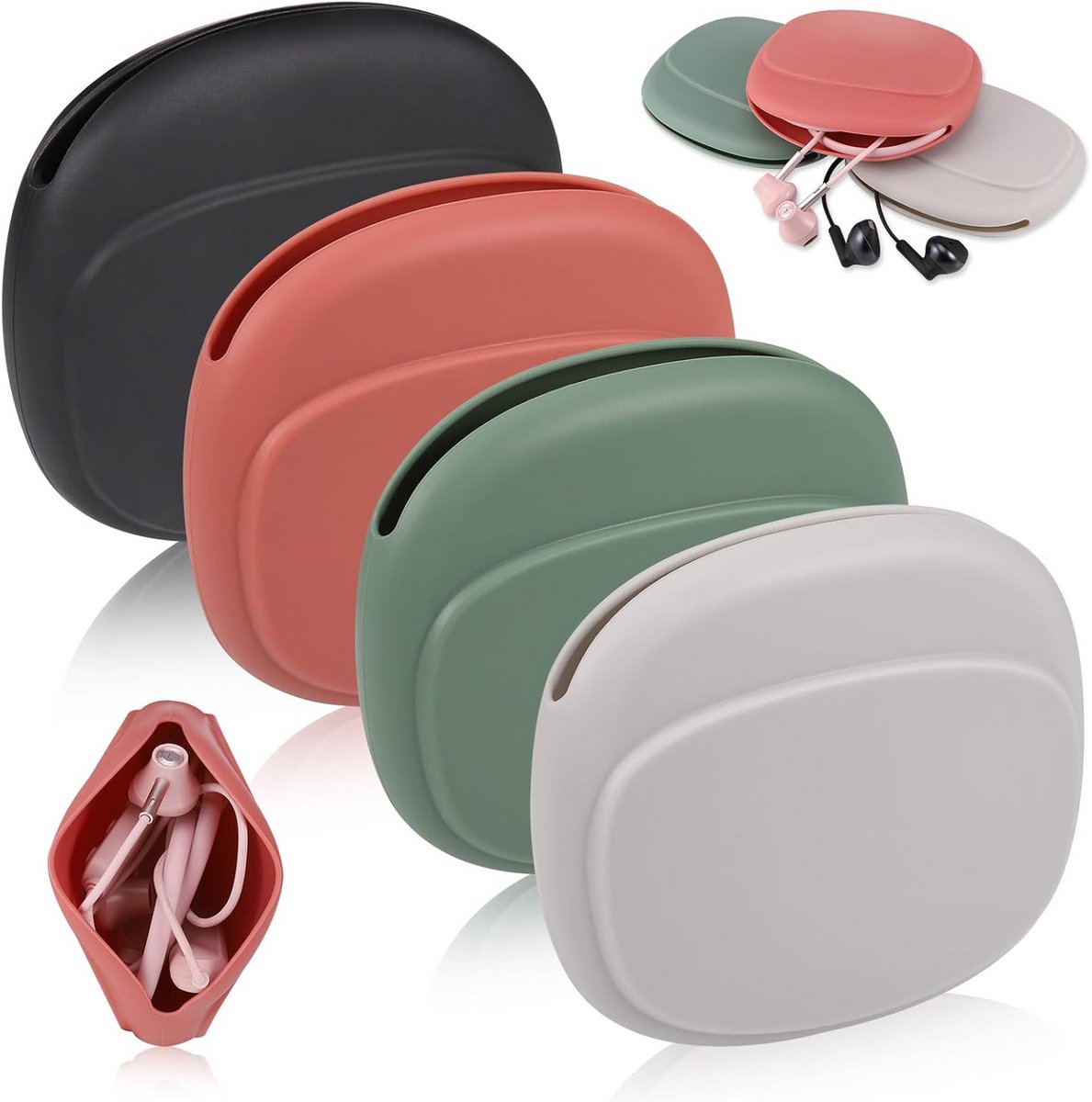 4-Pack Universele Hoofdtelefoon en Oortelefoon Case - Waterdicht & Compact Opbergetui