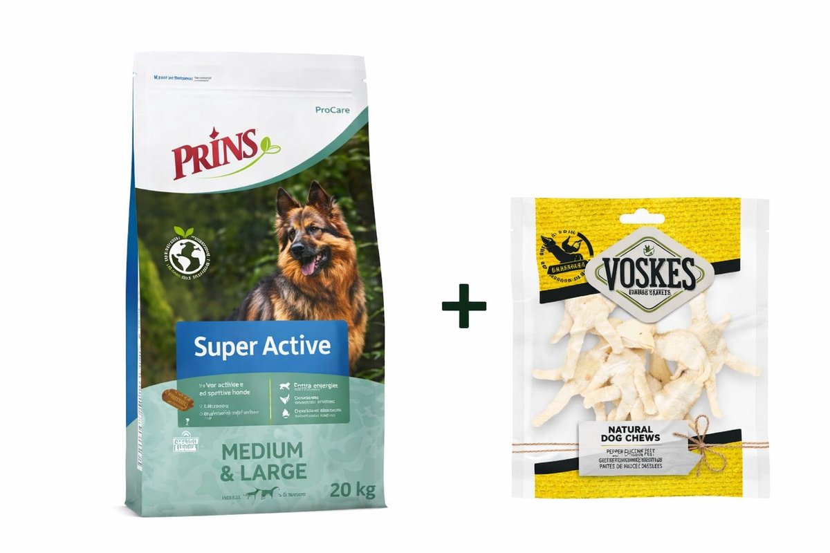 Prins Prins ProCare Super Active 20 kg & 100 gram Voskes Gepofte Kippenpoten
