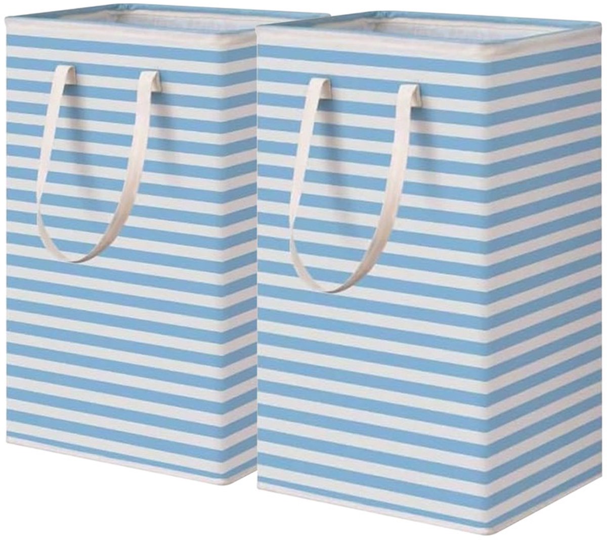 Vrijstaande wasmand - 75 liter - Grote, opvouwbare wasmand - met handvat - blauw - 2-pack