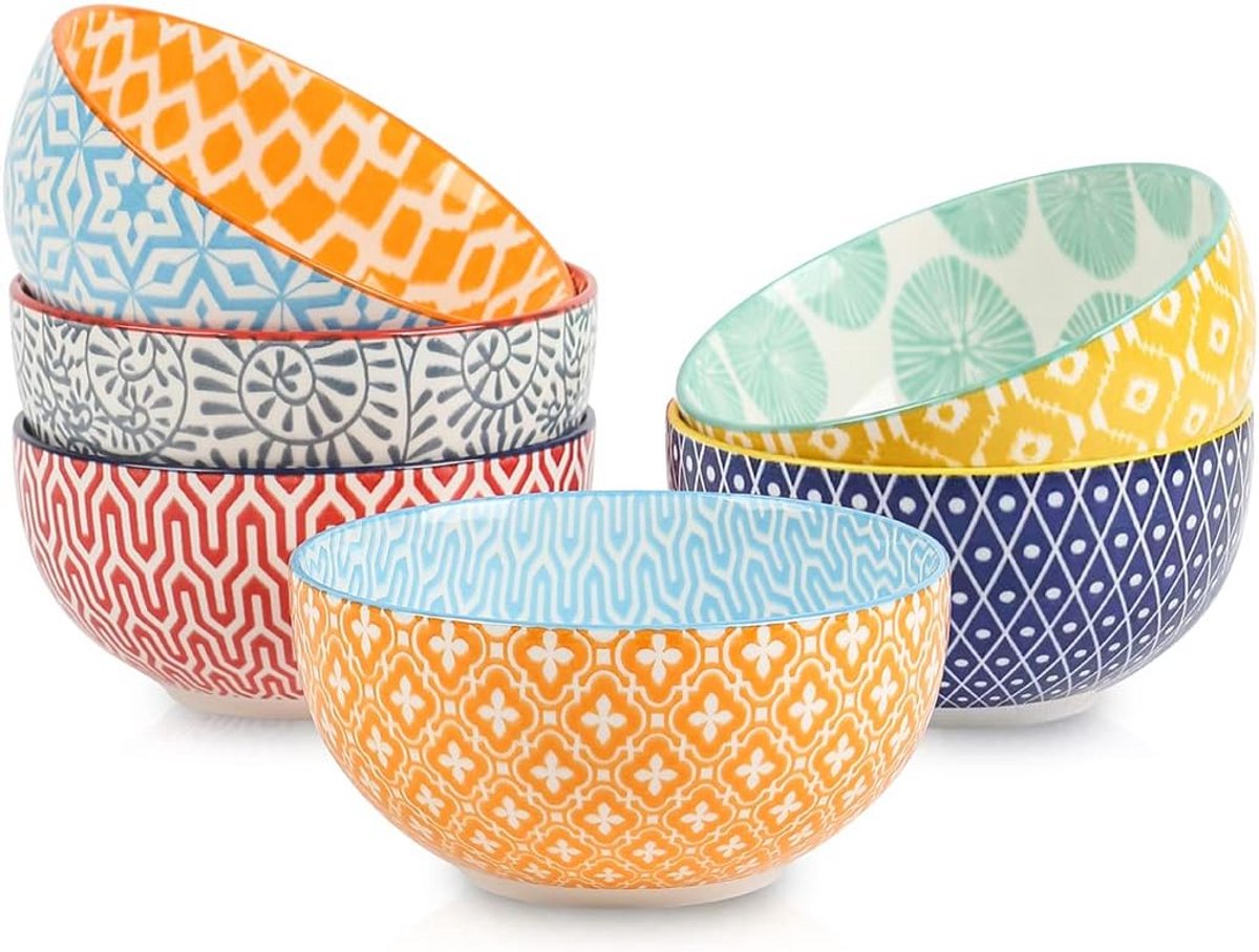 Set van 6 Keramische Dessert- en IJsschaaltjes - 380ml - Magnetron & Vaatwasserbestendig