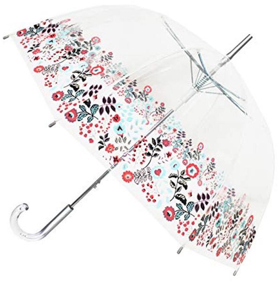 Transparante bubbelparaplu voor dames met bloemenrand - Winddicht & Automatisch