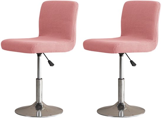 2 pièces, housse de chaise, housse de tabouret de bar élastique avec dossier, tabouret de bar carré, chaise rotative, chaise de salle à manger, tabouret de comptoir, housse de chaise (rose)