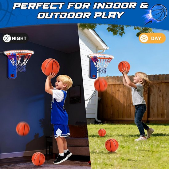 Mini Basketbalspel Met LED-verlichting En Scorebord - 2-Speler Duel Set Voor Binnen - Leuk Cadeau Voor Thuis, Kantoor Of Slaapkamer
