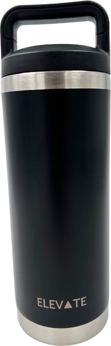 Elevate Premium Thermosfles – 500 ml | Dubbelwandig RVS | Houdt Dranken 24u Koud & 6u Warm | Zwart