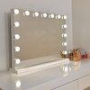 Bright Beauty® Make-up Spiegel met Verlichting – Hollywood Spiegel – 58×46 cm – 15 LED Lampen – 3 Lichtkleuren – Dimbaar – Smart Touch – USB Oplaadpoort – Wit
