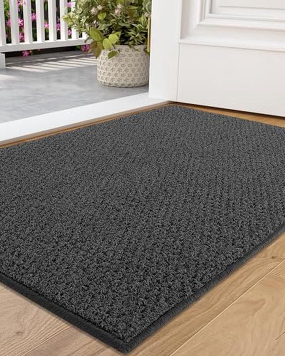 Robuuste Voordeurmat voor Binnen en Buiten - Antislip, Machinewasbaar, Grijs, 80 x 120 cm
