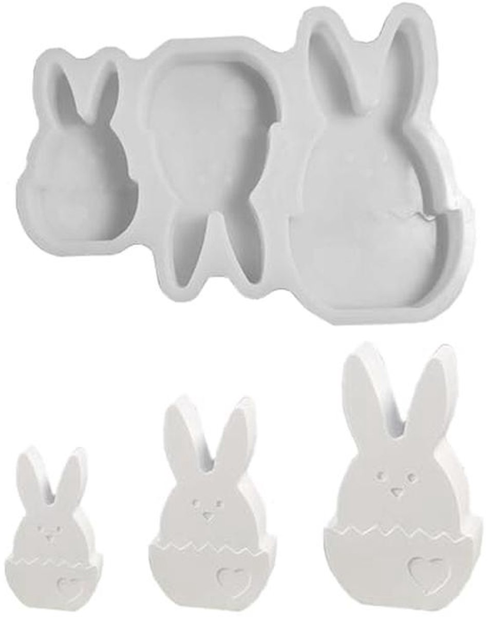 Set van 3 Silicone Vormpjes voor Pasen - Eitjes en Konijnen