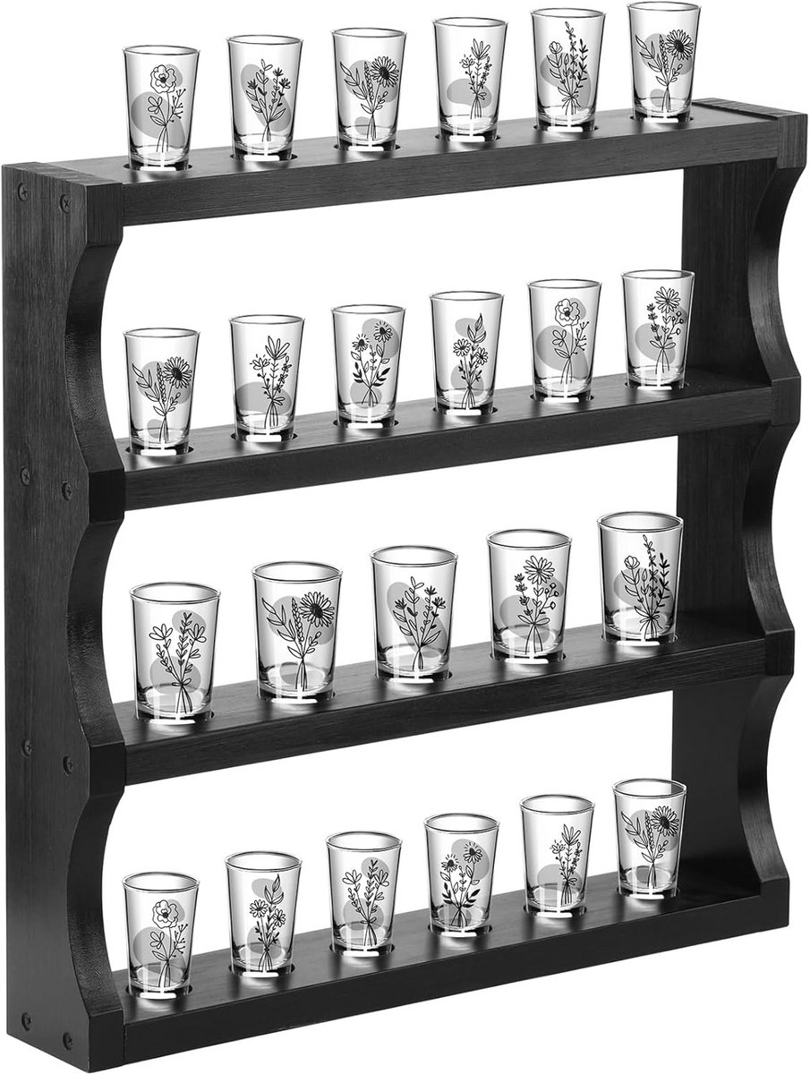 Houten Shotglas Display Wandrek - Drijvende Planken voor Collectie Opslag Bar Decoratie