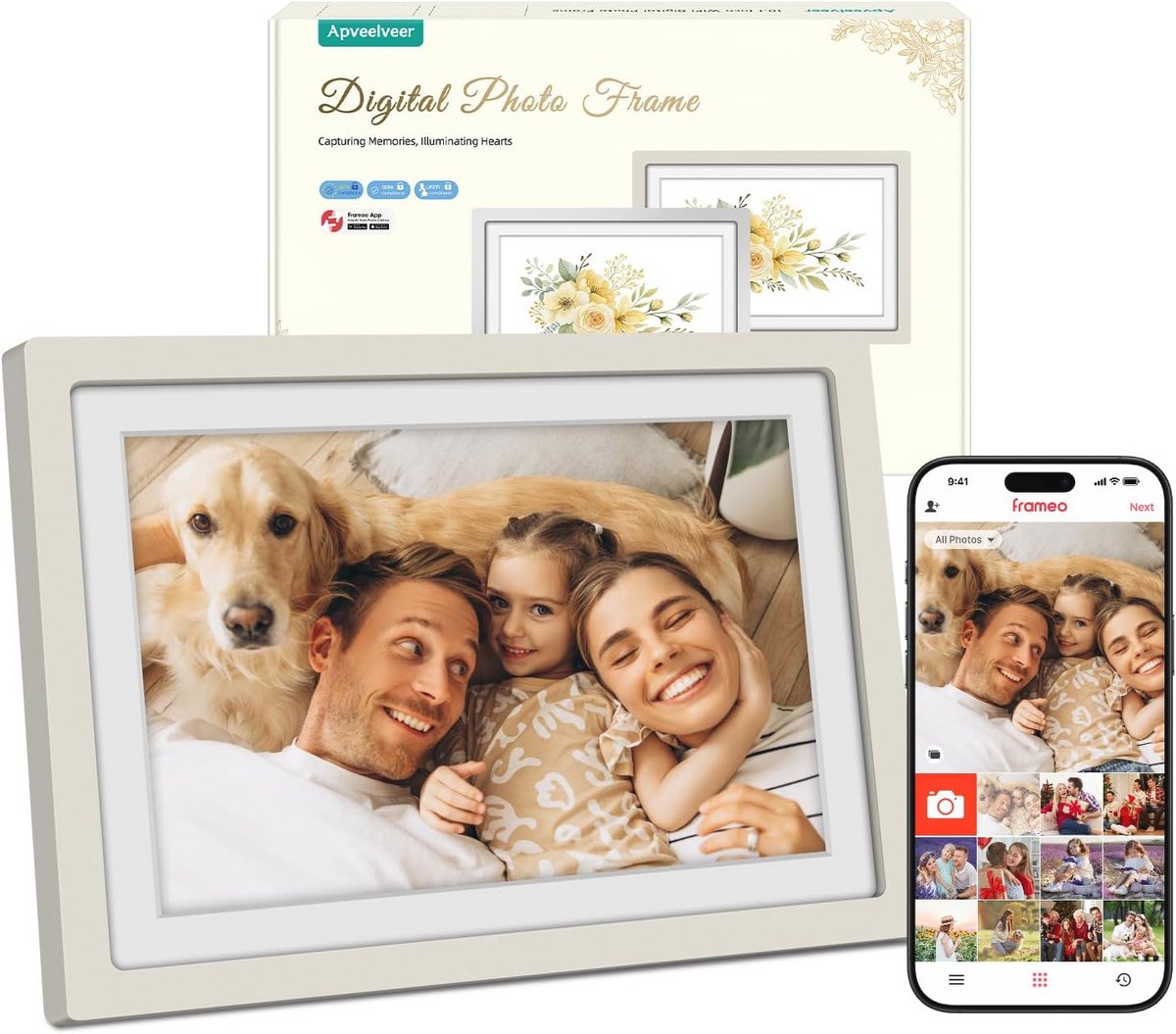 Digitale Fotolijst WiFi 10.1 Inch met 32GB Geheugen en HD Touchscreen