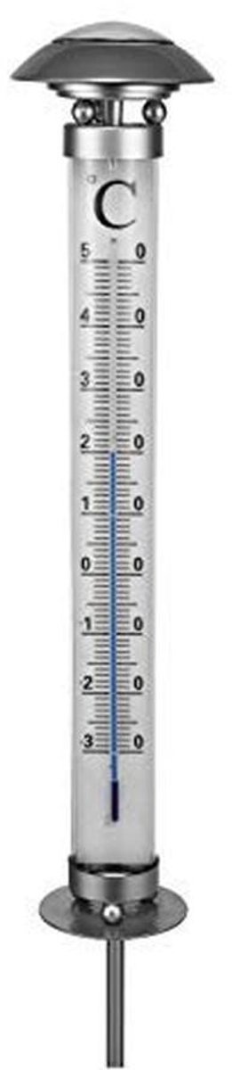 XXL Buiten Thermometer met Grondpen en Solar Verlichting - 112 cm Tuinthermometer