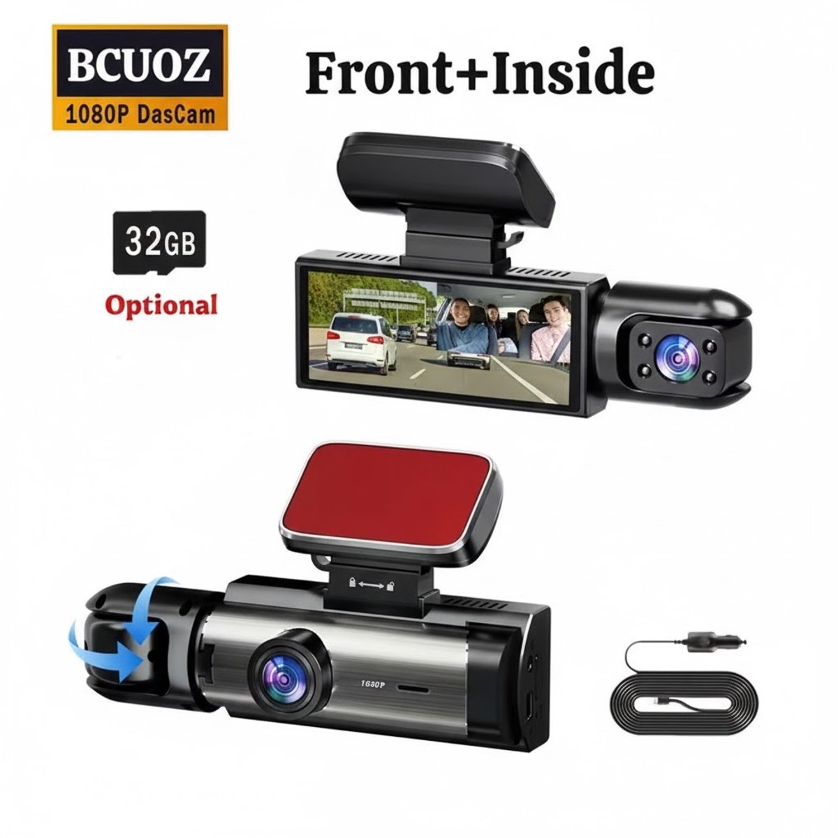 1080p Dashcam voor Auto met Nachtzicht, Loop Recording en IPS-Scherm – Inclusief 32 GB Kaart – Rij- en Beveiligingscamera voor Voorkant en Parkeren – foto 3