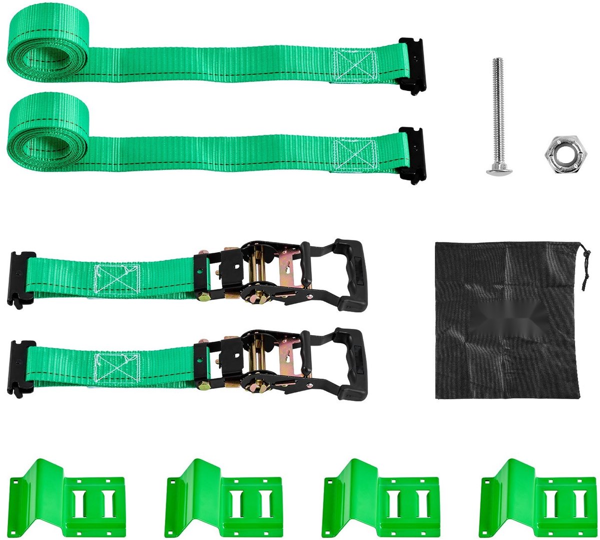 Wielspanband - Wielbevestigingsriem met gesp - Afmetingen 5 cm x 2,44 m - Treksterkte 1987 kg - Draagvermogen 662 kg - Voor motorfietsen, SUV's en aanhangers - Groen