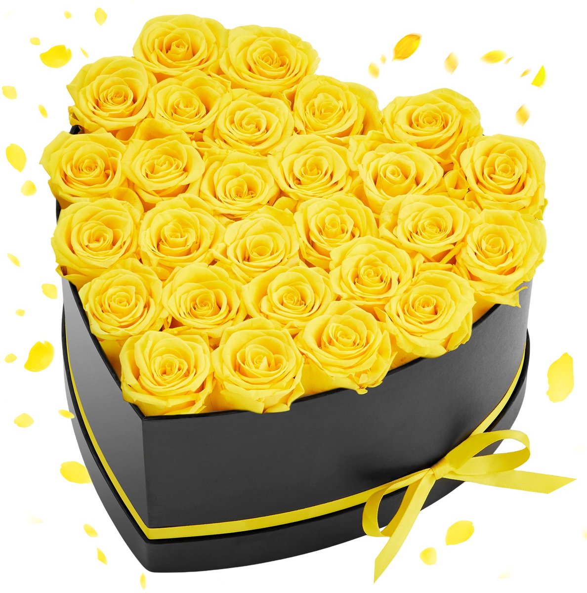 Geconserveerde Eeuwige Rozen - Hartvormige Doos - Set Van 27 Rozen - Langhoudend - Luxe Cadeaudoos - Cadeau Voor Valentijnsdag, Moederdag & Verjaardag - Geel