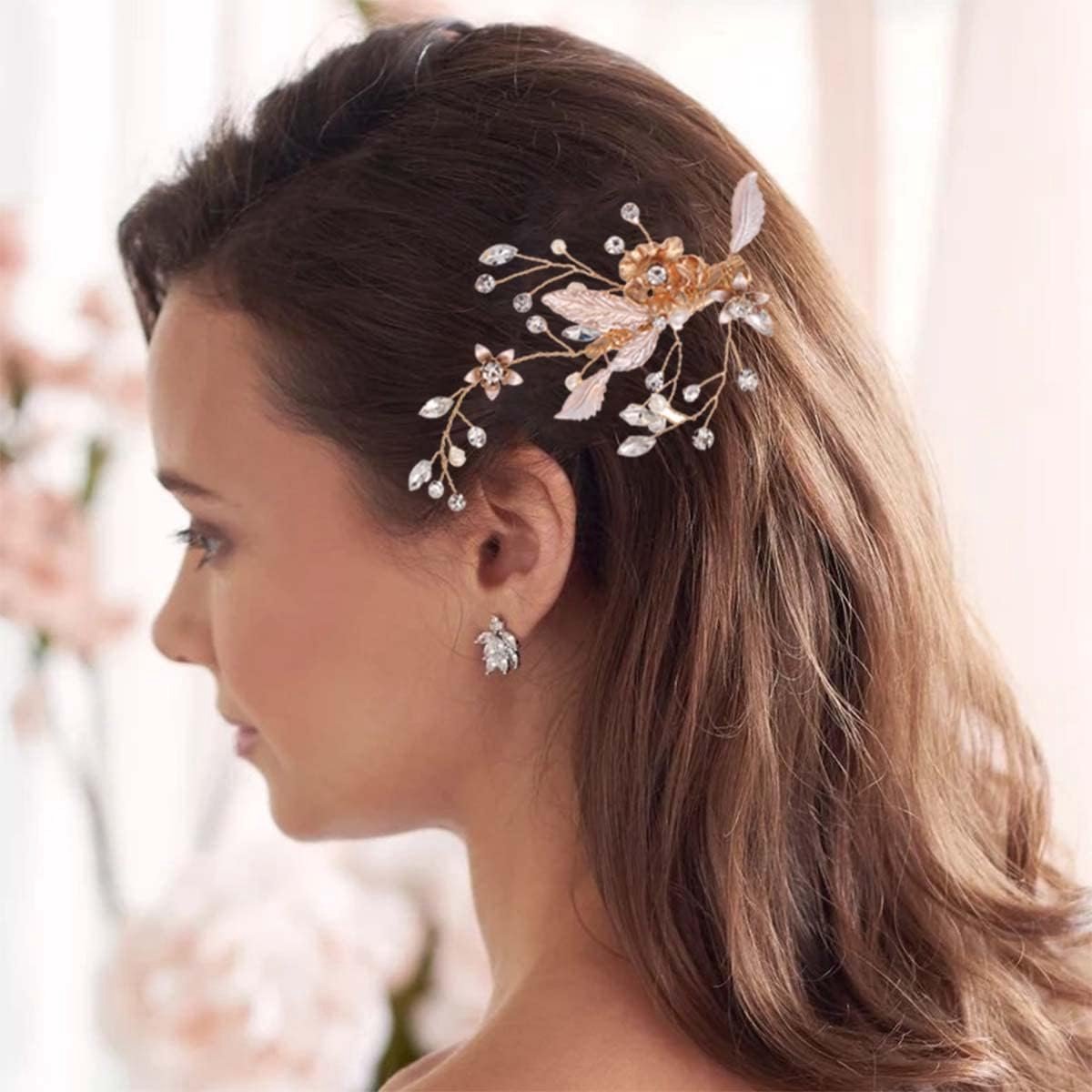Bloemen en parels haarspelden voor bruiden