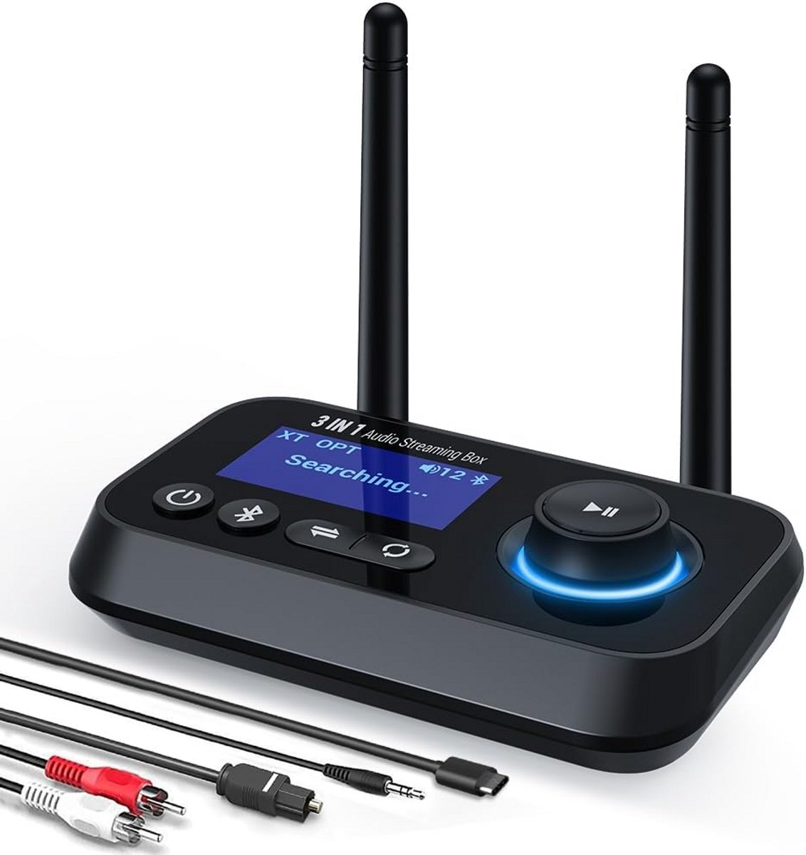 3-in-1 Bluetooth 5.3 Zender Ontvanger met Display voor TV en PC