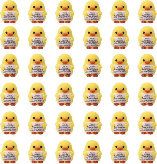 20 Stuks Mini PVC Eendjes met Positieve Berichtkaartjes Inspirerend Cadeau