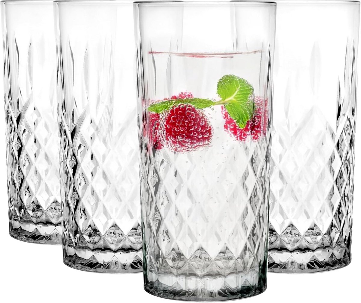 Set van 4 Lange Drinkglazen Tumblers Waterglazen Cocktailglazen Kristal Effect Transparant Vaatwasmachinebestendig