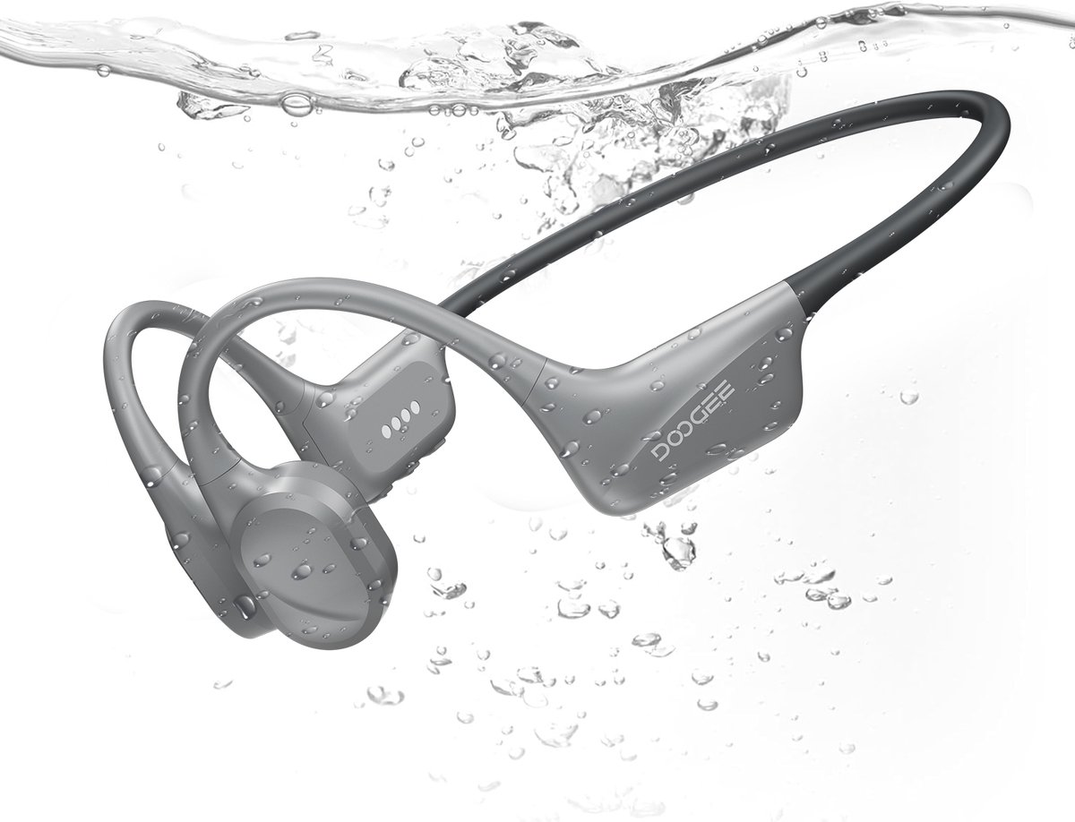 DOOGEE BoneBeatSwim-Botgeleidingshoofdtelefoon-IP68 waterdichte zwemhoofdtelefoon-Bluetooth 5.4-Sporthoofdtelefoon- 32 GB mp3-speler - Huidvriendelijk siliconenmateriaal - Open-oorontwerp - Geschikt voor hardlopen, fietsen, fitness en andere sporten