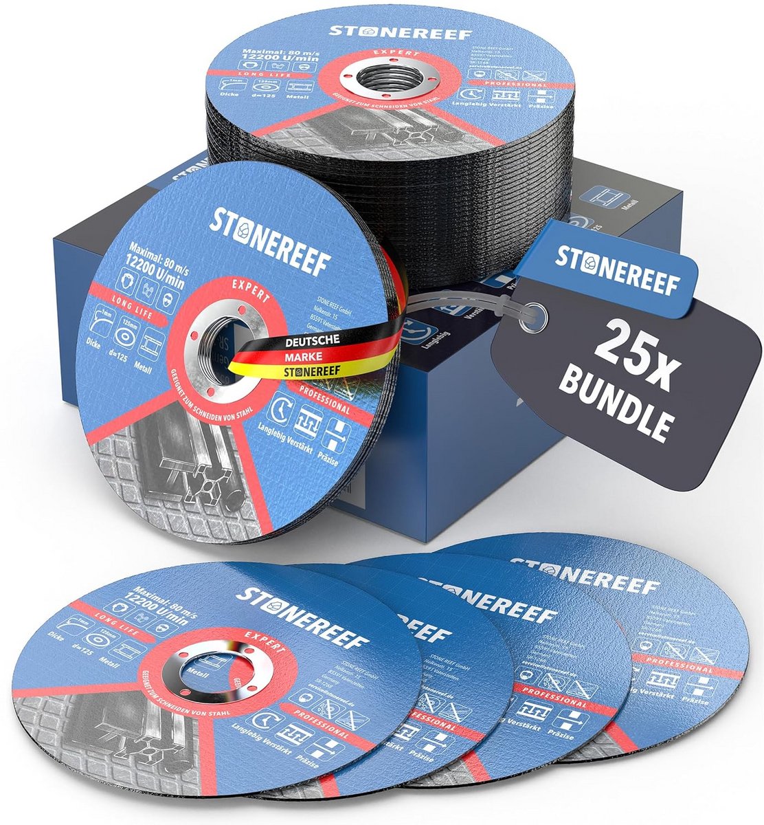 25x Doorslijpschijven 125mm Extra Dun (1.0mm) voor Haakse Slijper - Metaal en RVS