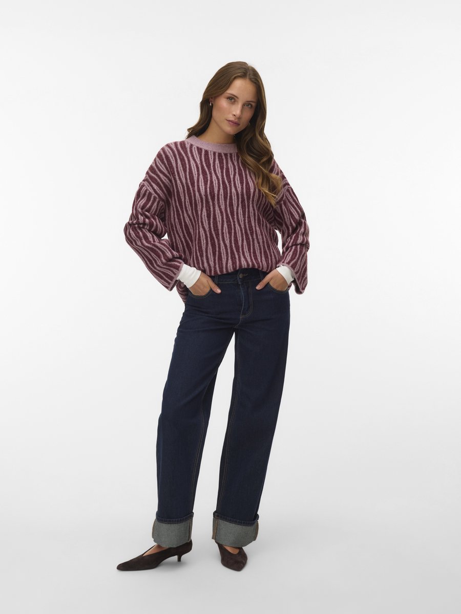 VERO MODA - VMJOSIE LS O-NECK LONG PULLOVER BOO - Dames - Gebreide truien