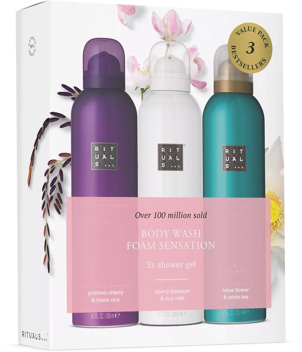 Rituals - Shower Foam Value Pack - Yozakura 200 ml + Sakura 200 ml + Karma 200 ml - 3X 200 ml = 600 ml - Shower Gels - Douche gels - Douche schuim