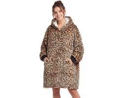 JAXY - Hoodie Deken - Snuggle Hoodie - Fleece Deken Met Mouwen - Snuggle - Cuddle Hoodie - 1450 Gram - Luipaard