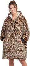 JAXY - Hoodie Deken - Snuggle Hoodie - Fleece Deken Met Mouwen - Snuggle - Cuddle Hoodie - 1450 Gram - Luipaard