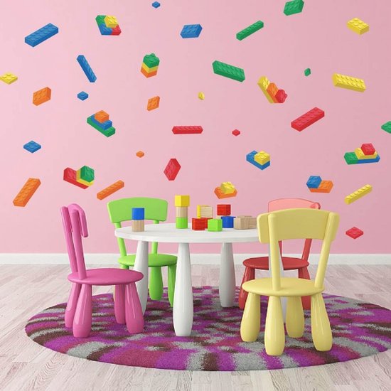 Kleurrijke Bouwstenen Muursticker voor Kinderkamer en Klaslokaal
