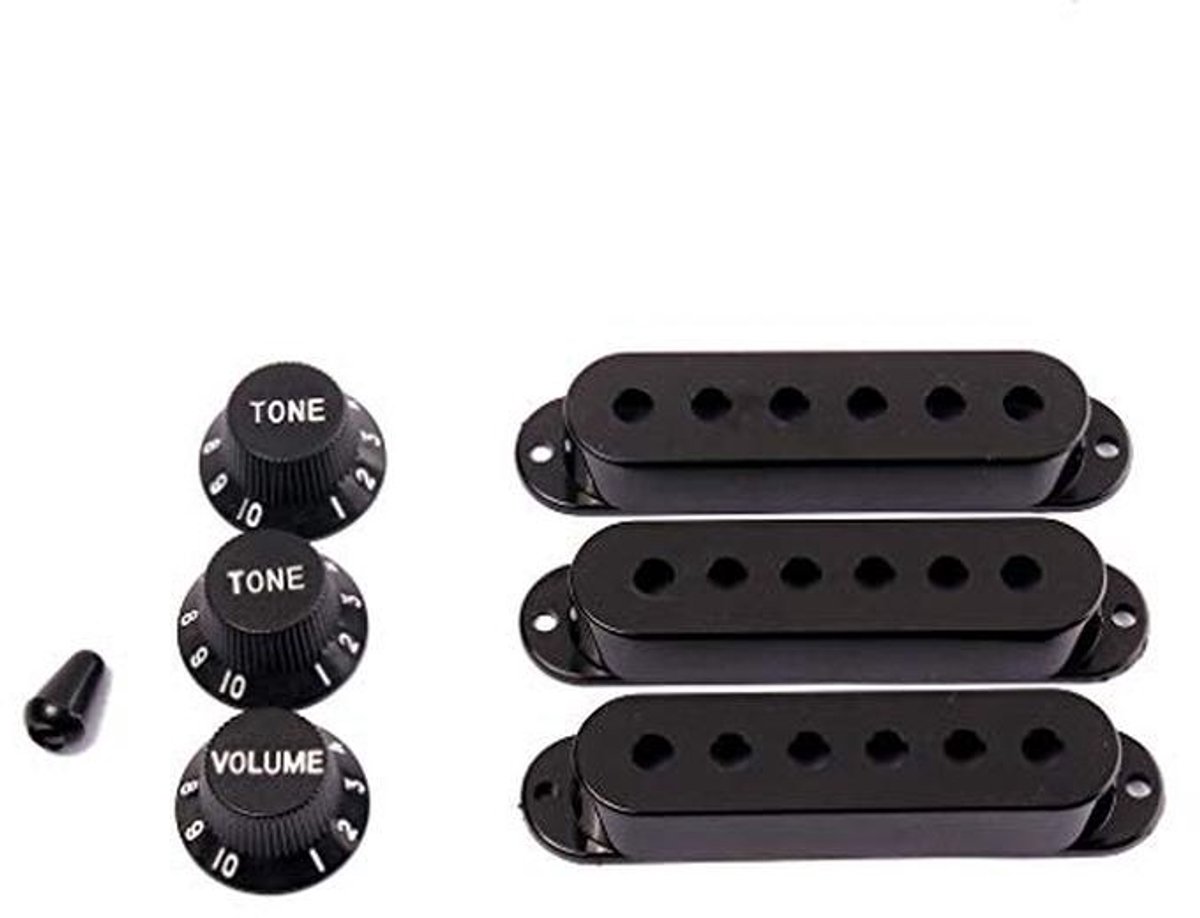 Pickup Covers en Schakelknop voor Strat Gitaar - Vervangingsset - Zwart