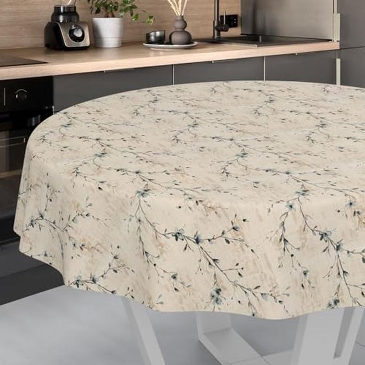 Wasdoek tafelkleed rond 120 cm afwasbaar waterafstotend met bloemen design