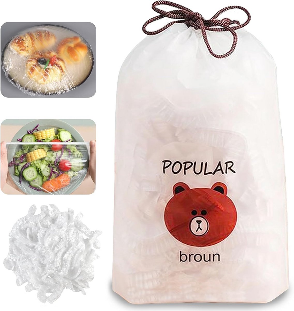 300x Elastische Vershoudzakken - Universele Dop voor Voedsel, Groenten & Fruit