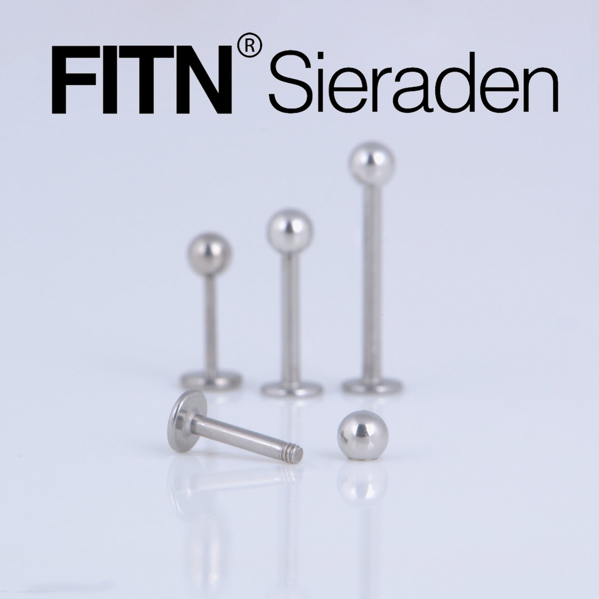 FITN-TLBTB-Titanium Labret Oorpiercing-Zilver Kleurige-1.2*12*3mm-Barbell Lichaamspiercing Oor Piercing met een Balletjes