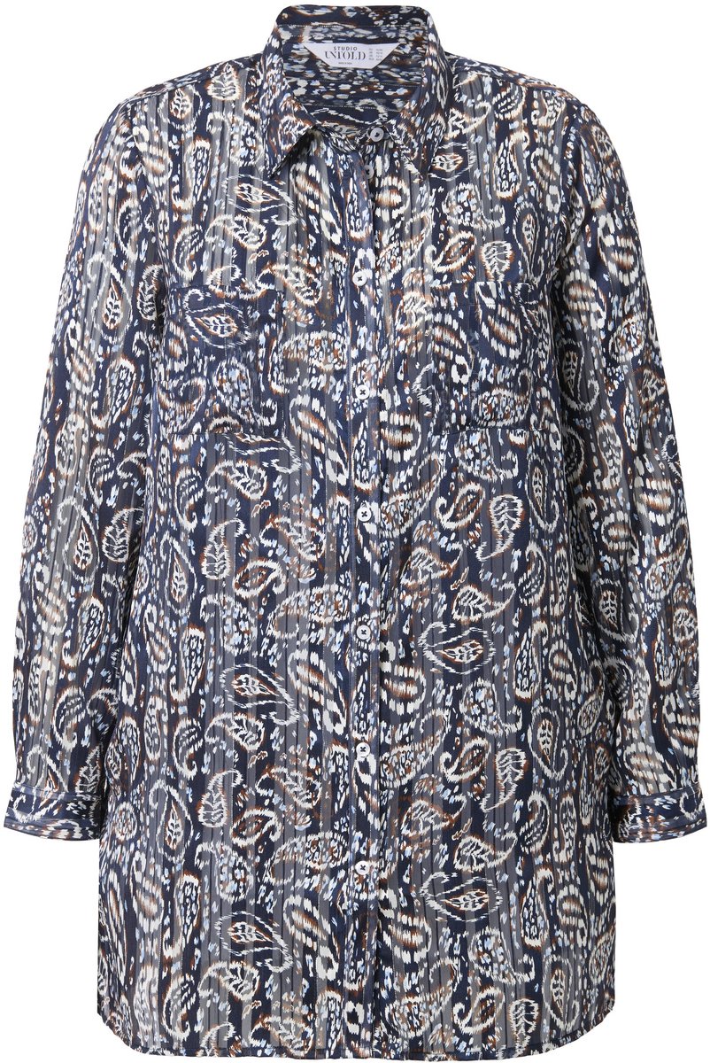 Studio Untold - Dames - Overhemdblouse boxy model paisley - Marine - Maat 54+