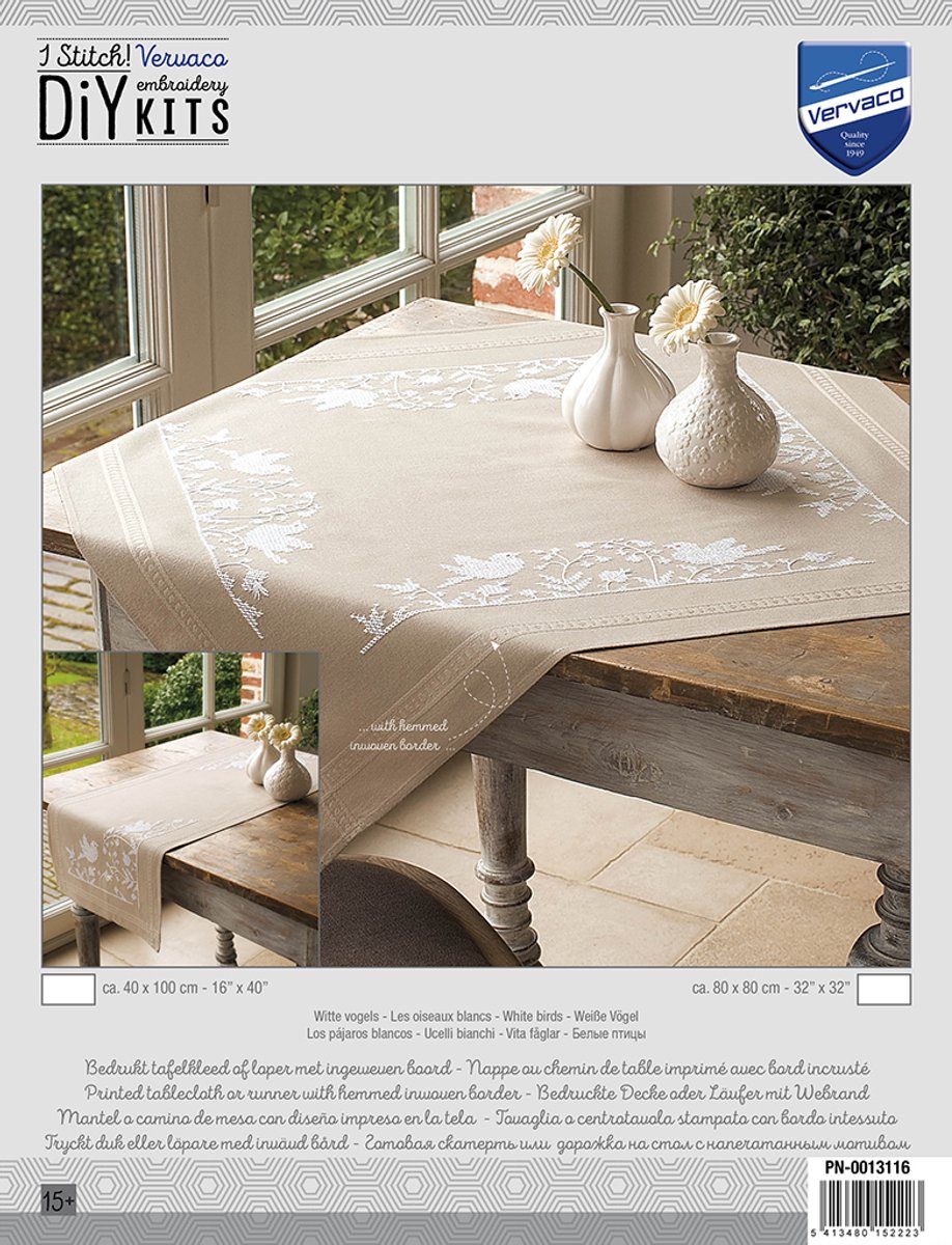 Vervaco - Tafelkleed kit - Witte vogels - PN-0013116 - Borduren - Borduurpakket - Borduurpakket volwassenen - Borduurpakket kind — afbeelding 9