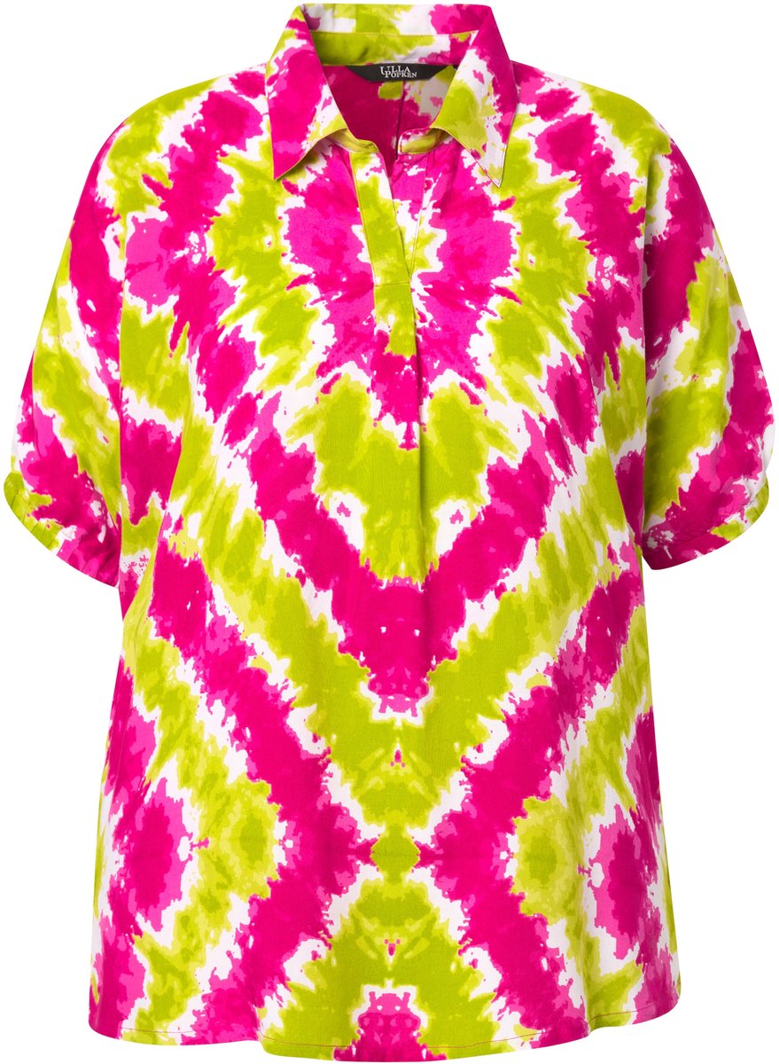 Angel of Style - Dames - Tuniek A-lijn batikpatroon korte mouwen - Limoengroen - Maat 46