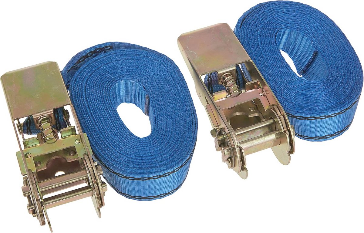 Set van 2 sjorbanden - 800 kg, 6,5 m of 4,5 m, 25 mm, zwart