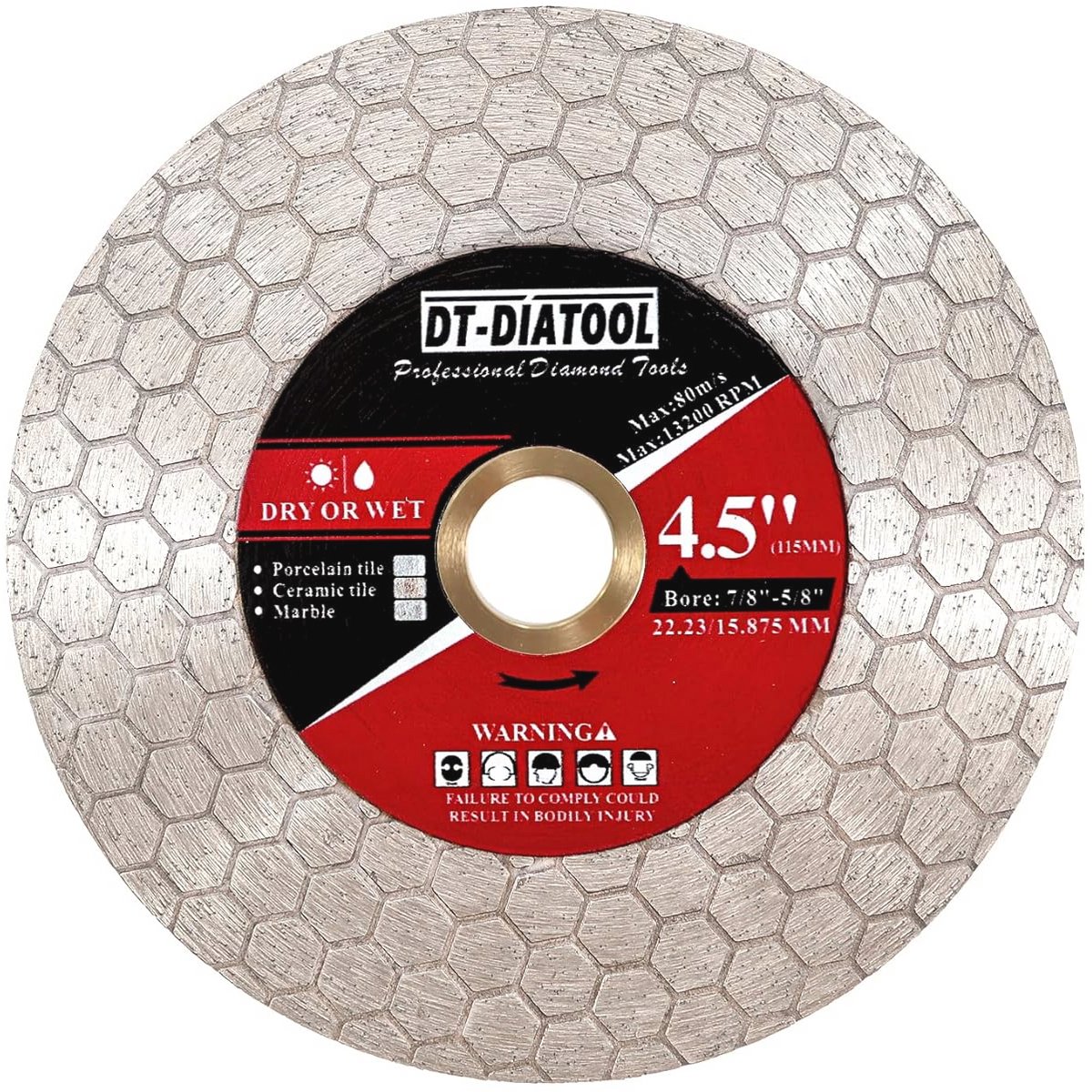 Diamant Zaagblad 4.5 Inch voor Porselein, Keramiek en Marmer - Snijschijf voor Haakse Slijper