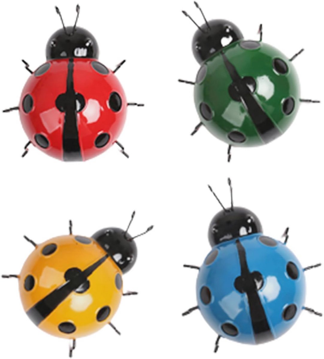 Metalen Lieveheersbeestjes Wanddecoratie Set - 4 Stuks Voor Binnen en Buiten