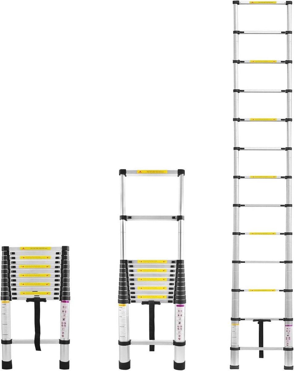 Telescopische Aluminium Ladders - Multifunctionele Telescoopladder met 13 Trappen en Antislip
