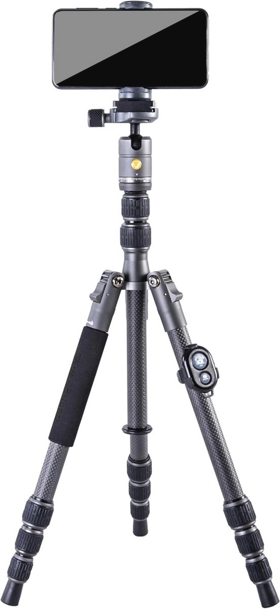 Ultracompact Carbon Reisstatief met Kogelkop - 20mm, Lichtgewicht en Draagbaar