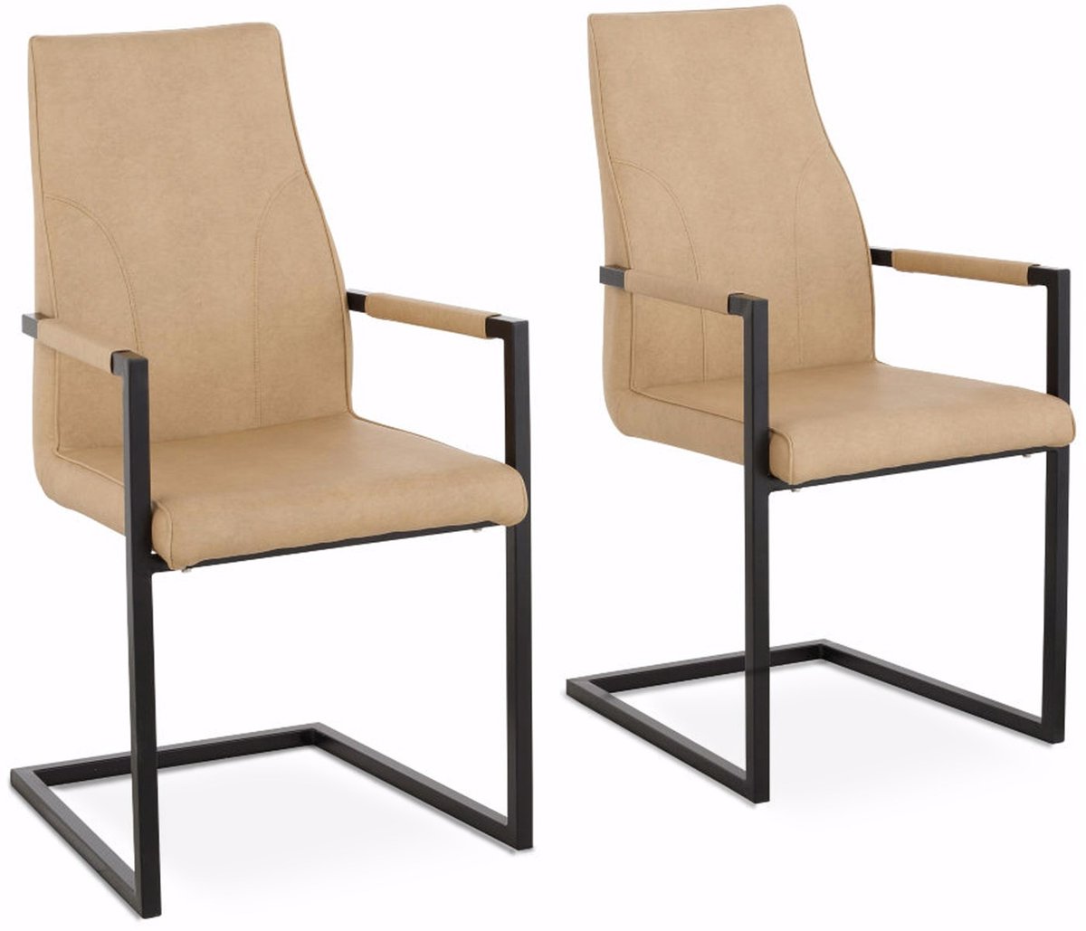 Sam-Eetkamerstoel - Beige PU - Set van 2