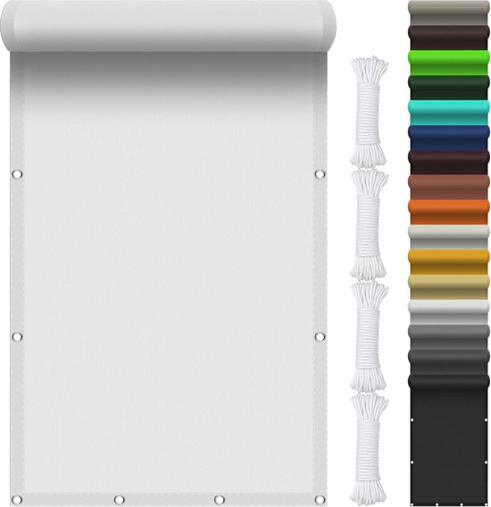 Zonneblok Schaduwdoek 100 x 250 cm 98% Uv-Bescherming, Zonwering Van Scheurvast Polyester Openlucht Zon Schaduwnet Voor Tuin, Balkon, Terras, Camping, Wit