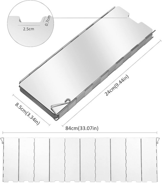 Opvouwbaar Camping Gasfornuis Windscherm van Aluminium - Ideaal voor Barbecue en Koken — afbeelding 5