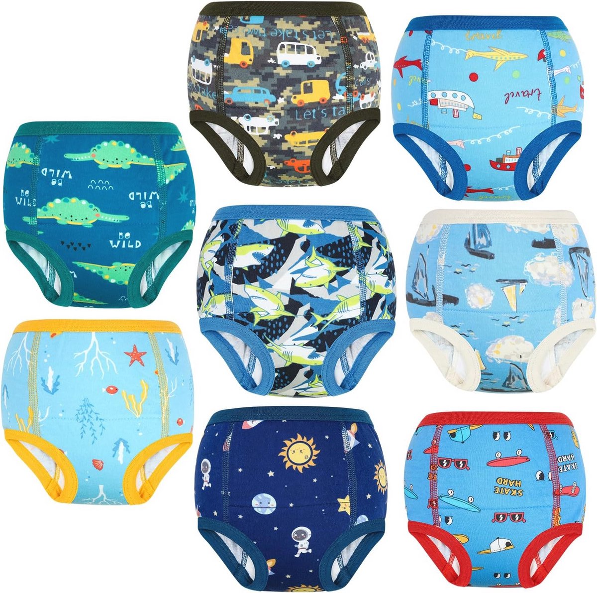 Potty Training Broek voor Peuters - Herbruikbare Trainingsbroek - 8 Pack - Lichtblauw