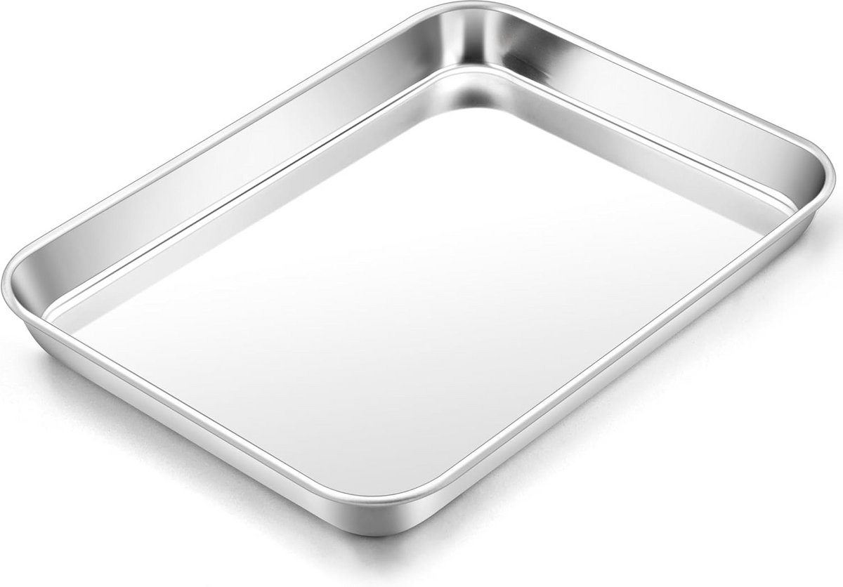 Roestvrijstalen mini-taartplaat voor oven Rechthoekige vetpan Voor bakken koken en serveren 23 7 x 17 7 x 2 5 cm