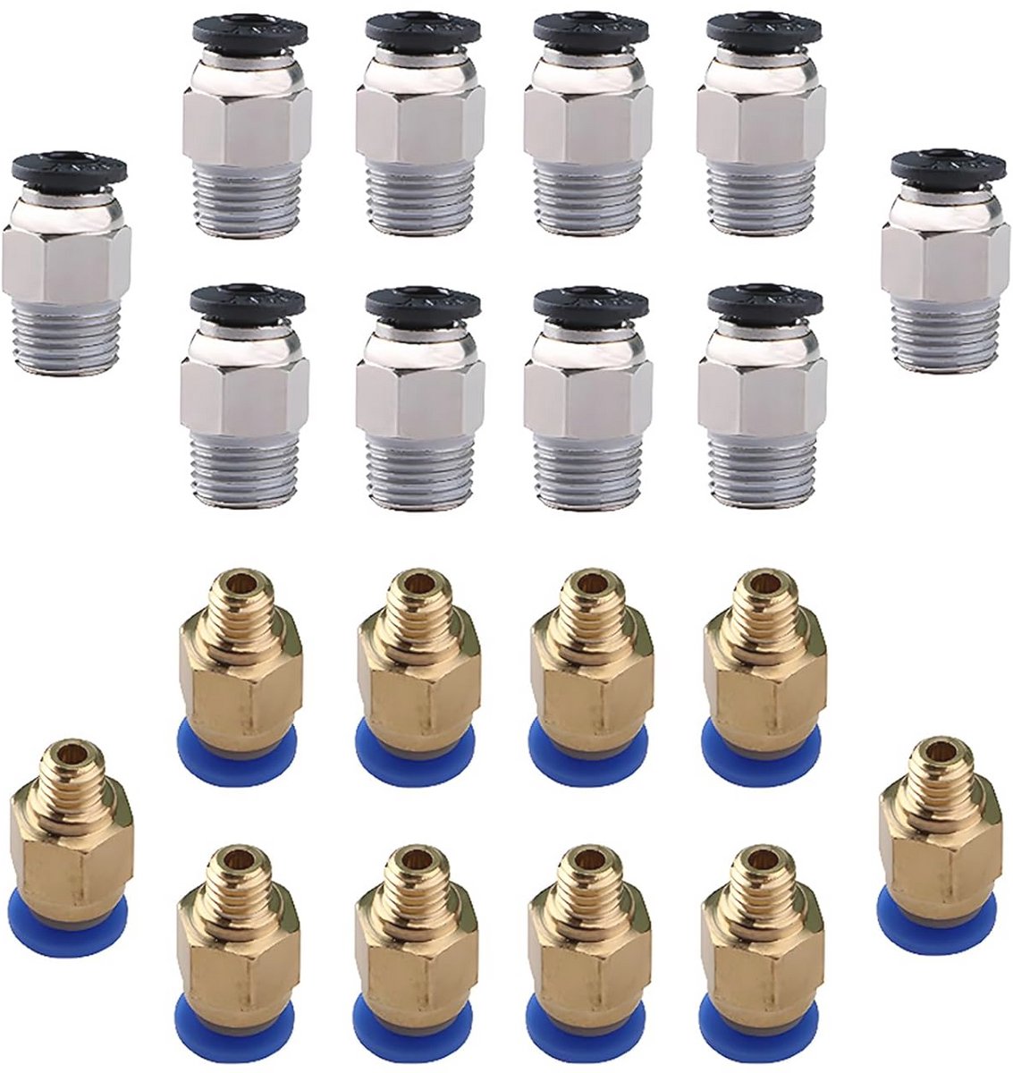 Snelkoppeling Set voor Pneumatische Verbindingen - 20 Stuks voor 3D Printers en Gereedschapsmachines
